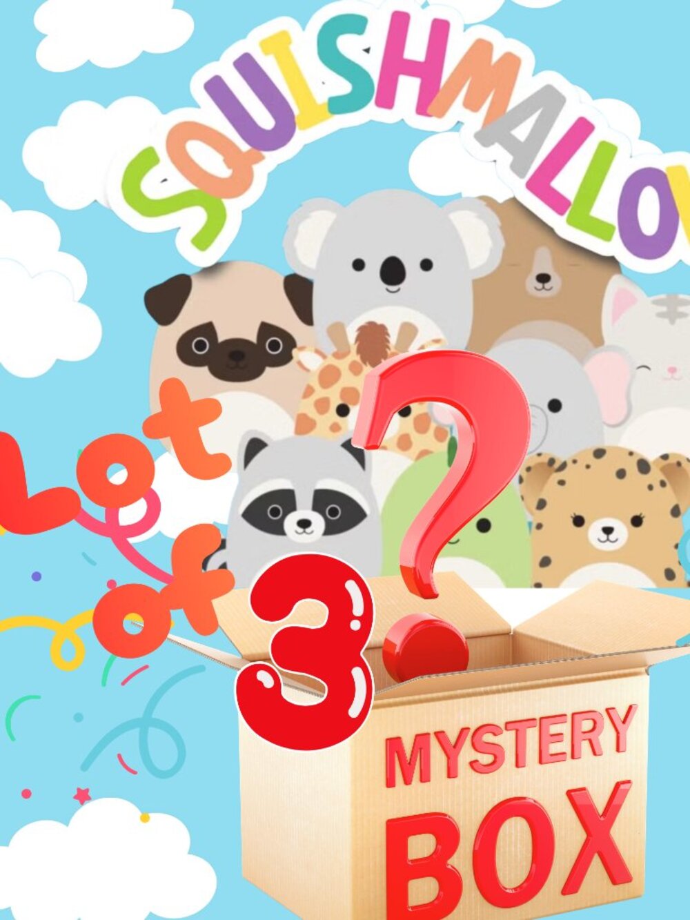 🧸✨ MYSTERY BOX – LOT OF 3 SQUISHMALLOWS! ✨🧸